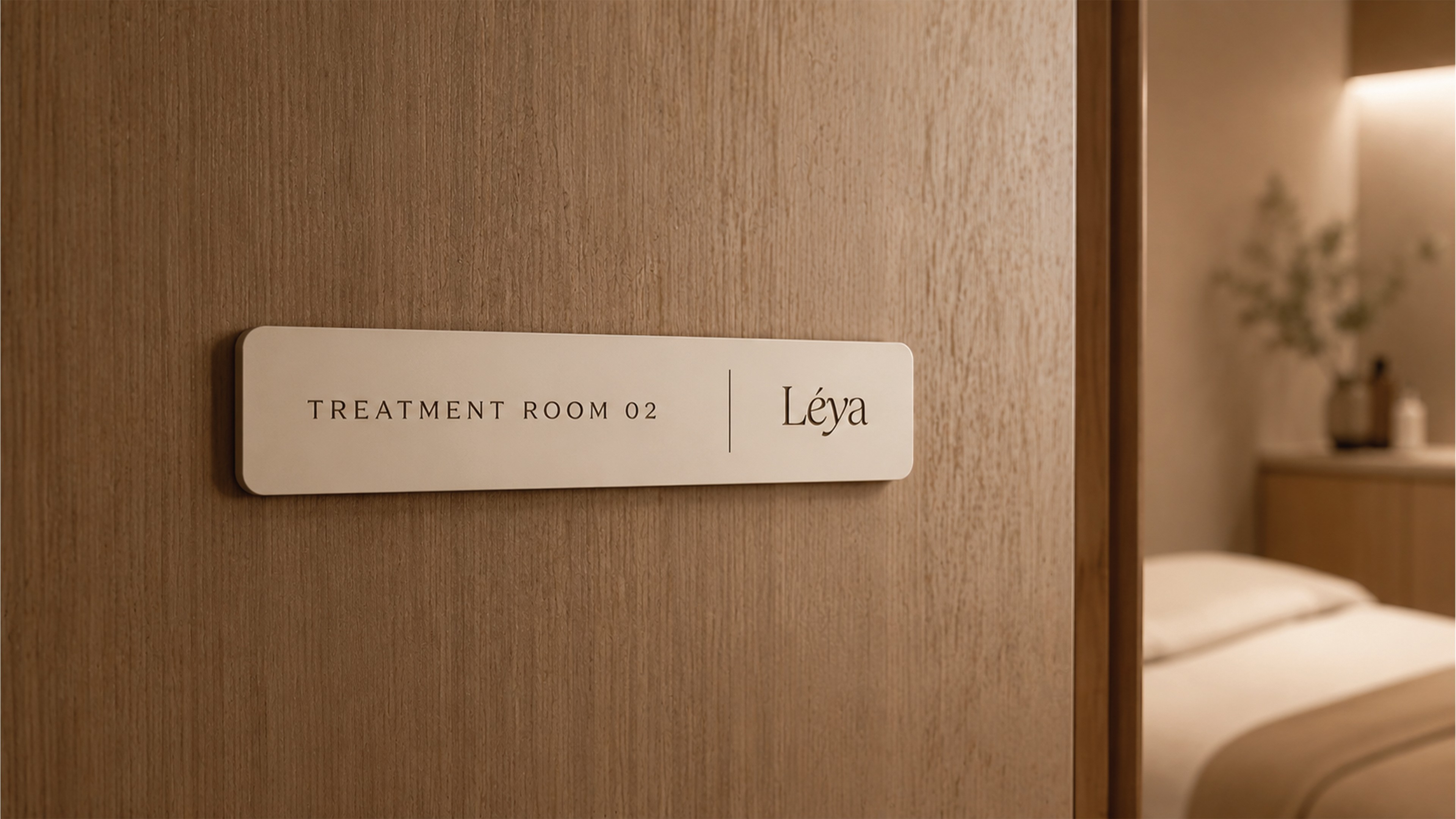 Treatment Room 02 signage at Léya